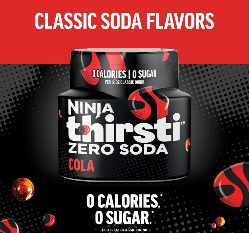 Ninja Thirsti Flavored Water Drops, ZERO SODA Cola, Classic Soda Flavors Makes 17, 12oz drinks - 3 Pack