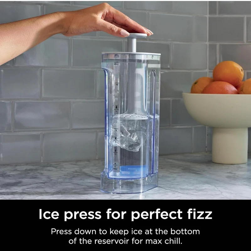 Ninja Thirsti Max Custom Hydration System, Soda Maker, Sparkling Water Maker, Custom Still & Sparkling Drinks, Compact Design, With 60L CO₂ Cylinder & Flavored Water Drops - Silver