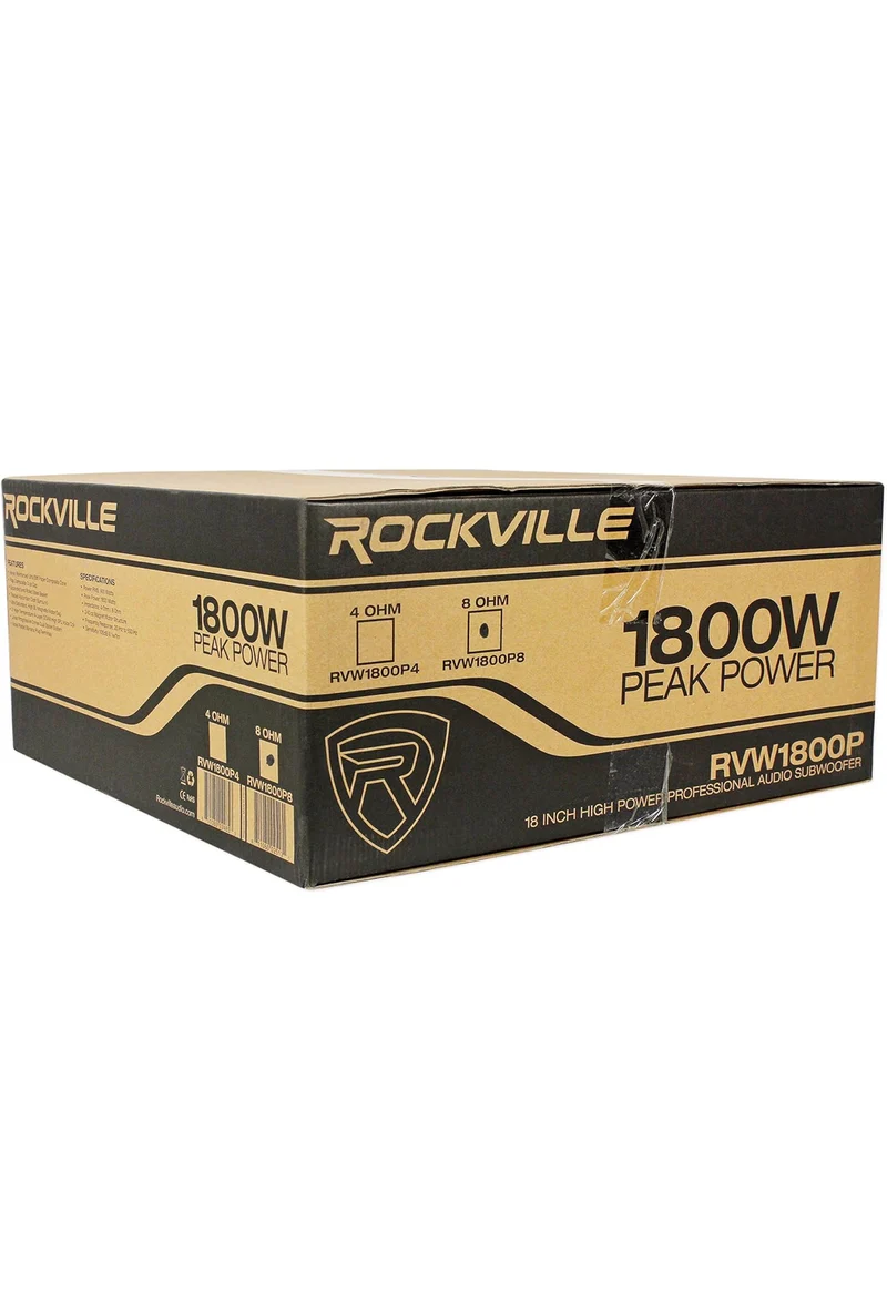 Rockville RVW1800P8 1800W 18" Raw DJ Subwoofer 8 Ohm, High Power Handling, Deep Bass Response, Durable Build, for Professional DJs and Live Sound