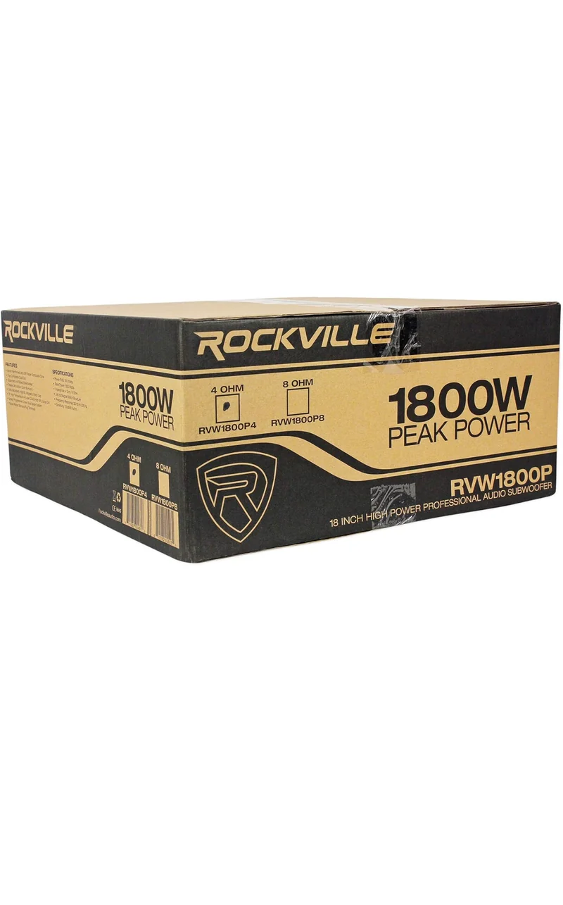 Rockville RVW1800P4 1800W 18" Raw DJ Subwoofer 4 Ohm, 107oz Magnet, High Excursion, Durable Build, for DJs and Home Theater