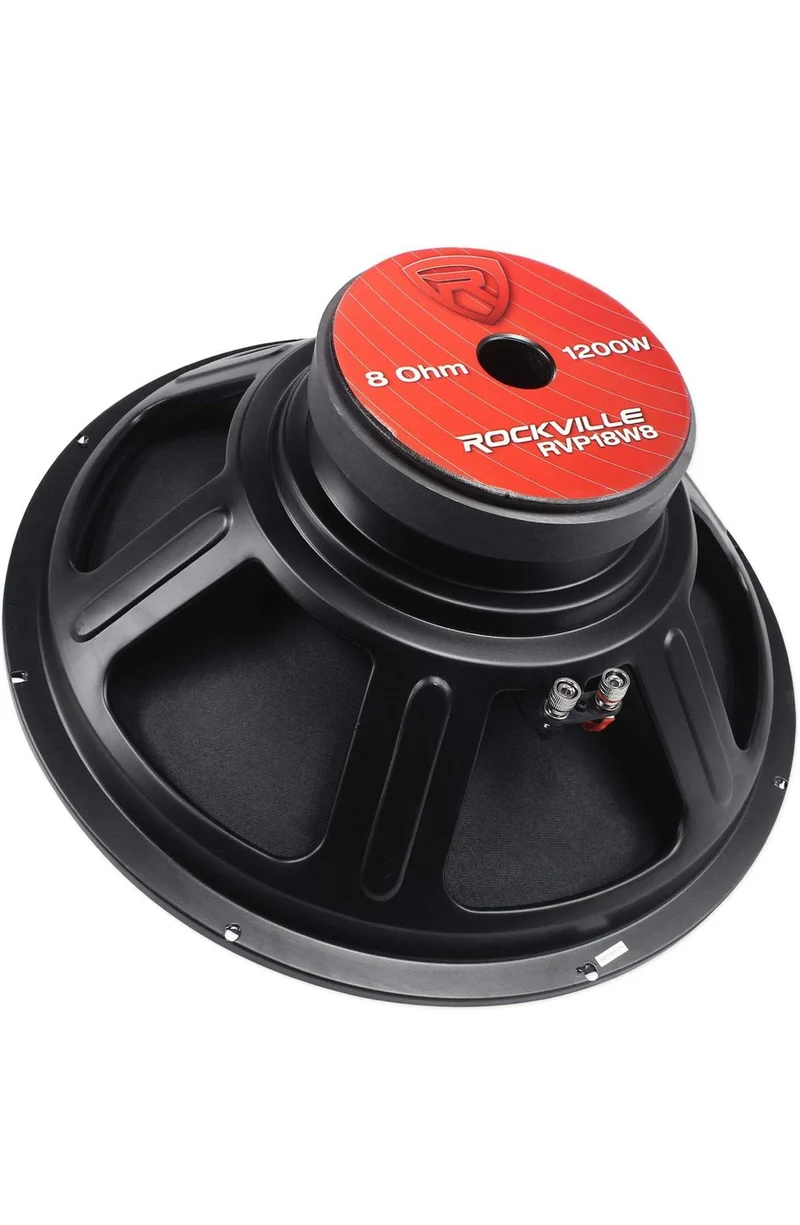 Rockville RVP18W8 1200 Watt 18" Raw DJ PA Subwoofer 8 Ohm, High-Excursion Woofer, Deep Bass, Durable Build, for Live Sound and Home Theater