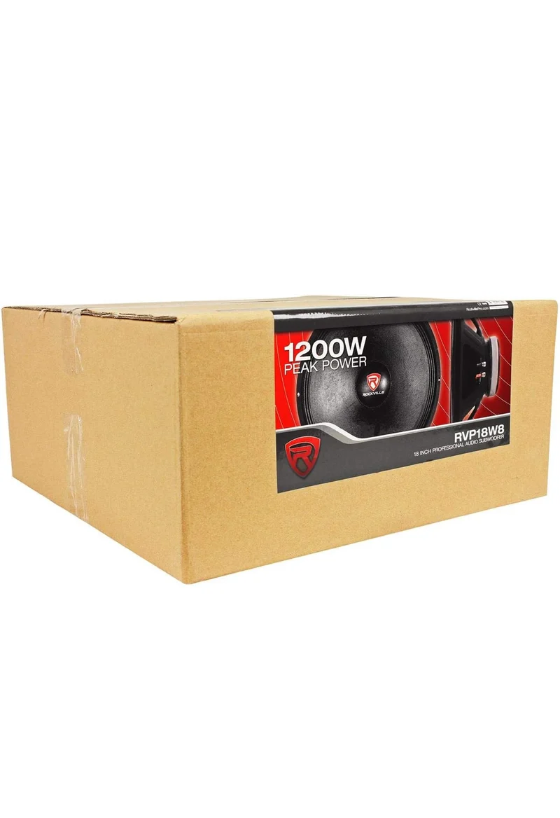 Rockville RVP18W8 1200 Watt 18" Raw DJ PA Subwoofer 8 Ohm, High-Excursion Woofer, Deep Bass, Durable Build, for Live Sound and Home Theater