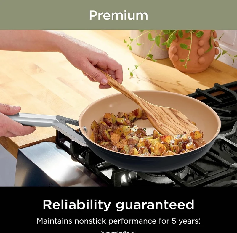 Ninja Extended Life Premium Ceramic 8" Fry Pan, Nonstick Fry Pans, Pots, PTFE Free, Healthy Cooking, Oven Safe to 550°F, Dishwasher Safe, All Stovetops & Induction Compatible, Apricot, CW90020