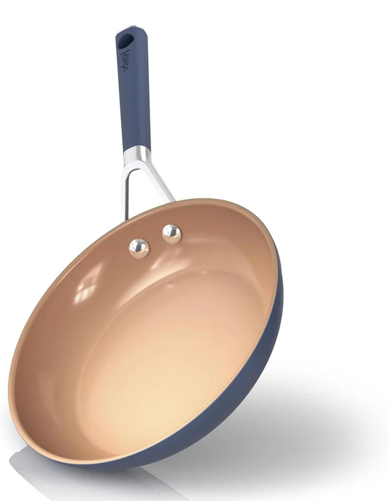Ninja Extended Life Ceramic 8" Fry Pan with Comfort Grip, Nonstick Fry Pans, Pots, PTFE Free, Healthy Cooking, Oven Safe, Dishwasher Safe, All Stovetops & Induction Compatible, Navy Blue, CW40020