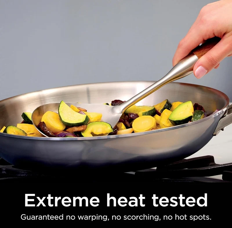 Ninja Everclad Commercial-Grade Stainless Steel Fry Pan, Tri-Ply Pans, Oven Safe to 600°F, All Stovetops & Induction Compatible, Stainless, C90030