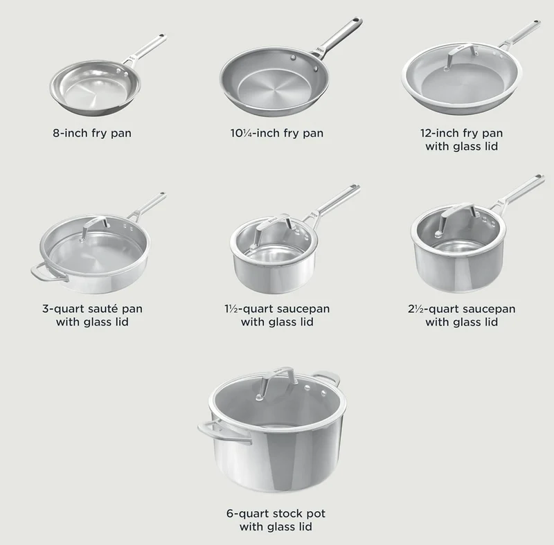 Ninja EverClad Stainless Steel Cookware 12 Piece Pots & Pans Set, All Stovetops & Induction, Oven Safe to 600°F, Tri-Ply Commercial-Grade, C99012