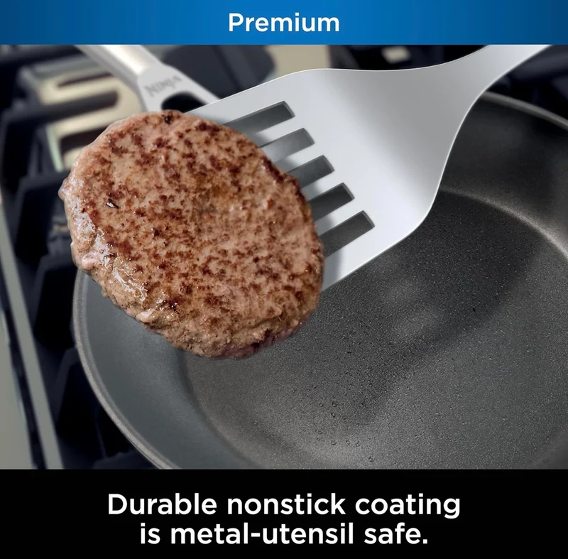 Ninja Cookware, Ninja NeverStick Professional, 16-Piece Pots and Pans Set, Non Stick Frying Pans, Kitchen Essentials, Stock Pot, Sauce Pan, Glass Lids, Saute Pan, All Stovetops, Black, C39900