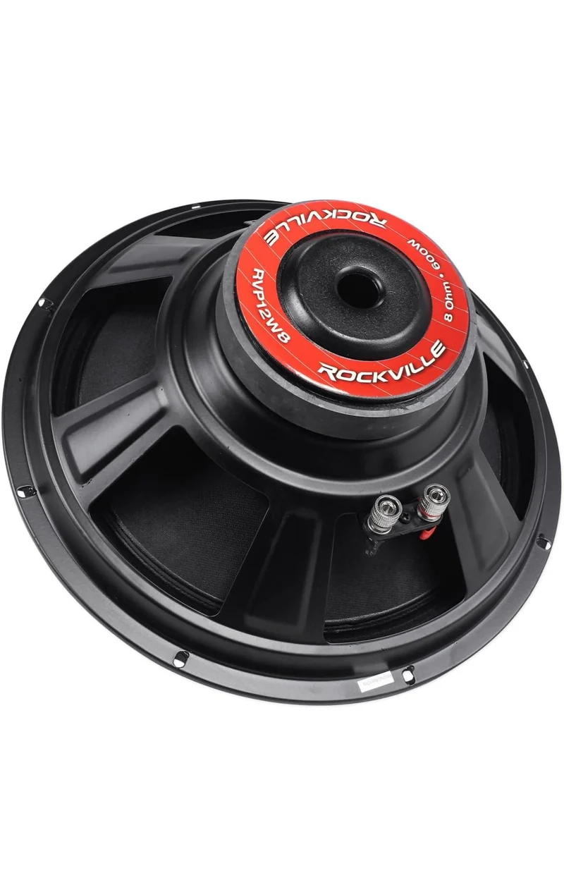 Rockville 600 Watt Raw Replacement DJ PA Subwoofer 8 Ohm Sub Woofer, 12" (RVP12W8),Black