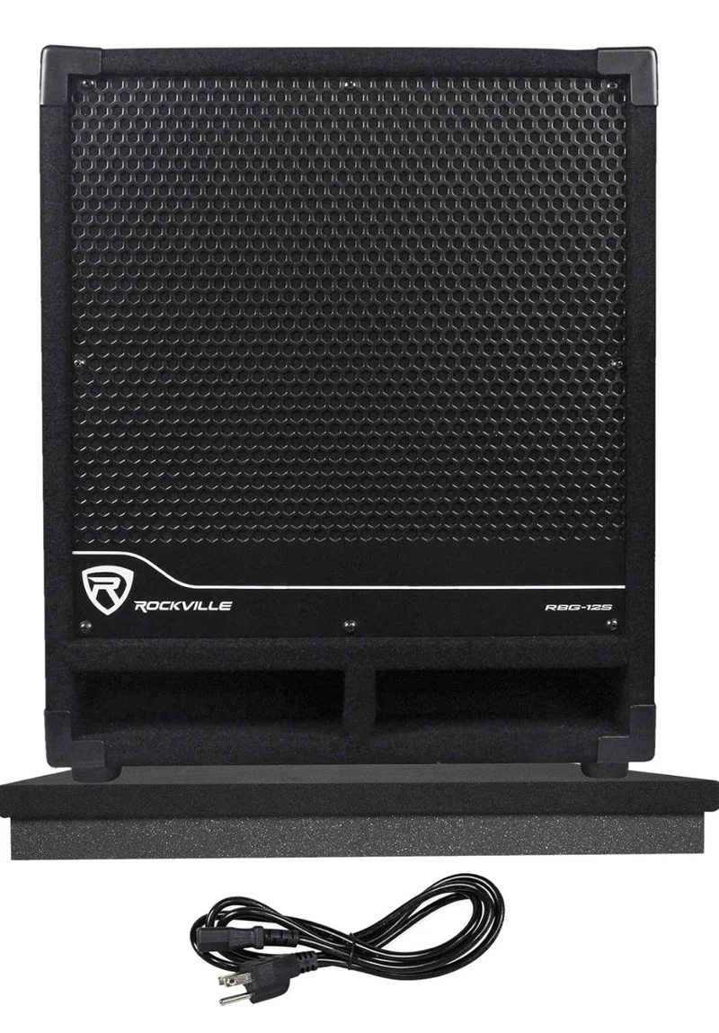 Rockville RBG12S Bass Gig 12" 1400 Watt Active Powered PA Subwoofer DJ/Pro Bundle ISO 10-12 Isolation Platform Acoustic Riser Pad for 10"/12" Subwoofers
