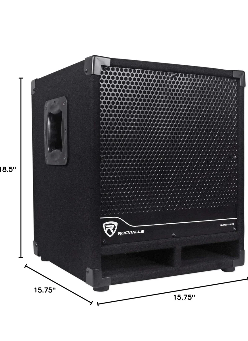 Rockville RBG12S Bass Gig 12" 1400 Watt Active Powered PA Subwoofer DJ/Pro Bundle ISO 10-12 Isolation Platform Acoustic Riser Pad for 10"/12" Subwoofers