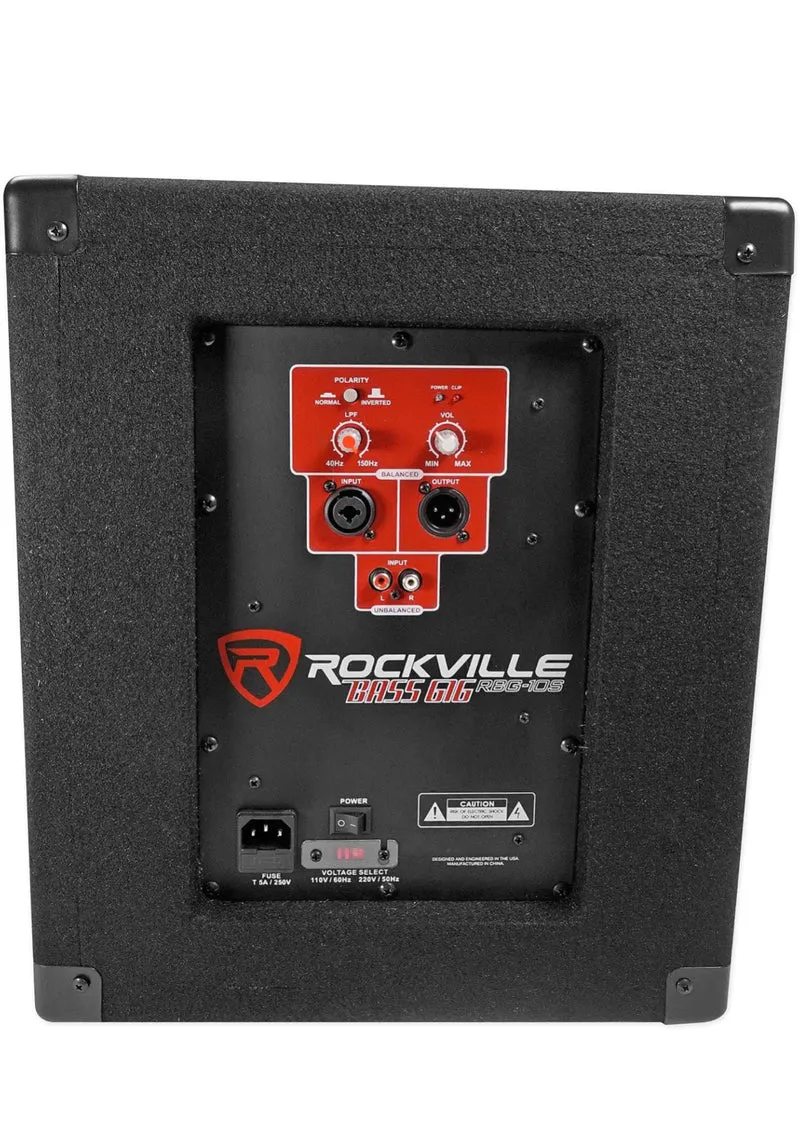 Rockville RBG10S Bass Gig 10" 1200w Powered PA Subwoofer DJ/Pro+Acoustic Riser