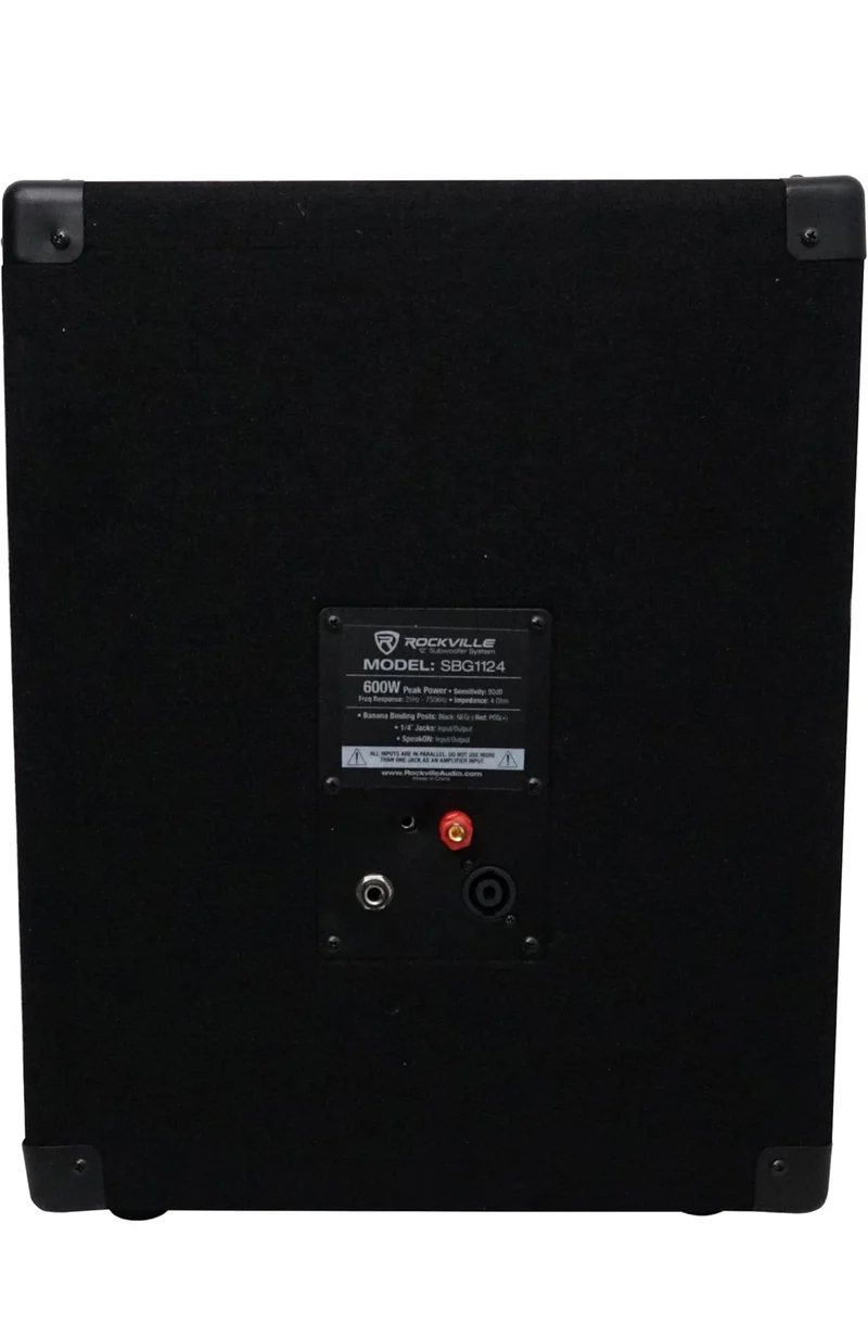 Rockville SBG1124 12" 600W Passive 4 Ω Pro DJ Subwoofer, Mdf/Pole Mount, Black