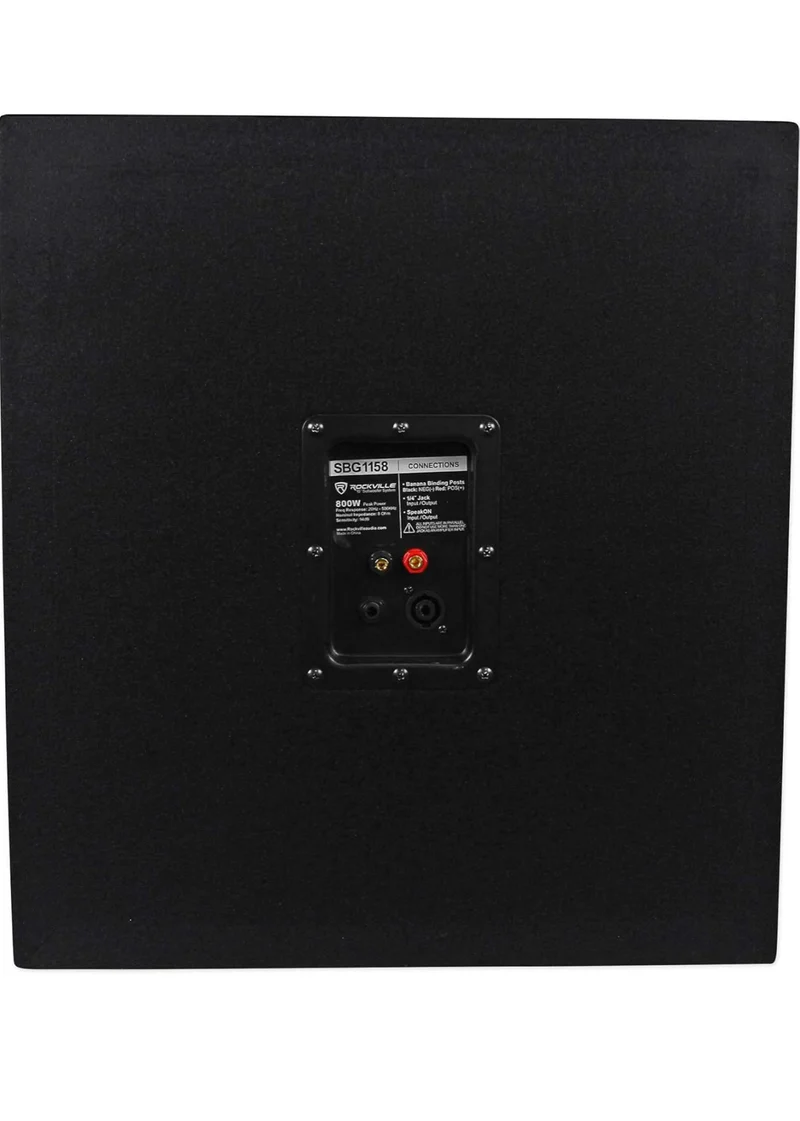 Rockville SBG1158 15" 800W Passive Pro DJ Subwoofer, MDF Cabinet/Pole Mount, Black