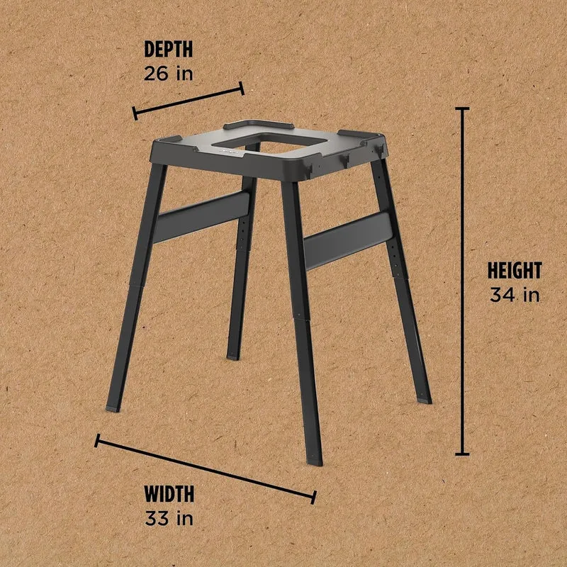 Ninja STAND Outdoor Stand, Woodfire Products, Adjustable Height, Utensil-Holder, Side Table-Compatible, Weather-Resistant, Black, 26" x 34" x 34