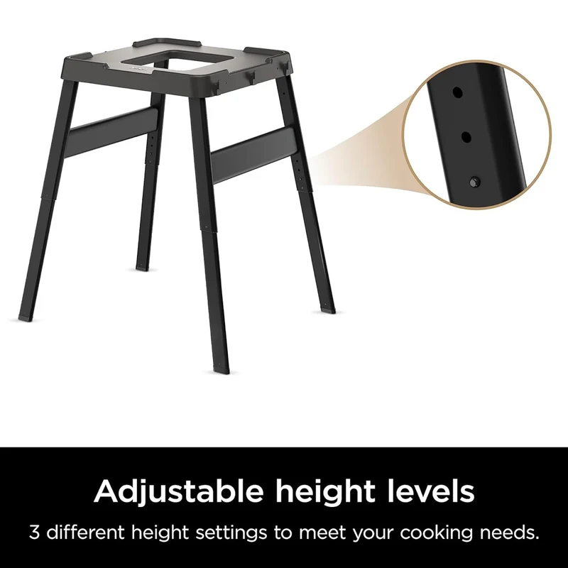 Ninja STAND Outdoor Stand, Woodfire Products, Adjustable Height, Utensil-Holder, Side Table-Compatible, Weather-Resistant, Black, 26" x 34" x 34
