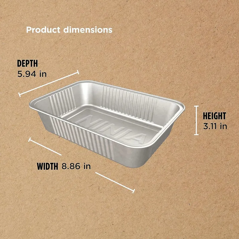 Ninja Woodfire Large Grease Tray Liners, Compatible with OG800 and OG900 Series, 5.91'' X 8.66'' X 1.97'', Pack of 10 Disposable Aluminum Foil Drip Pan, Silver