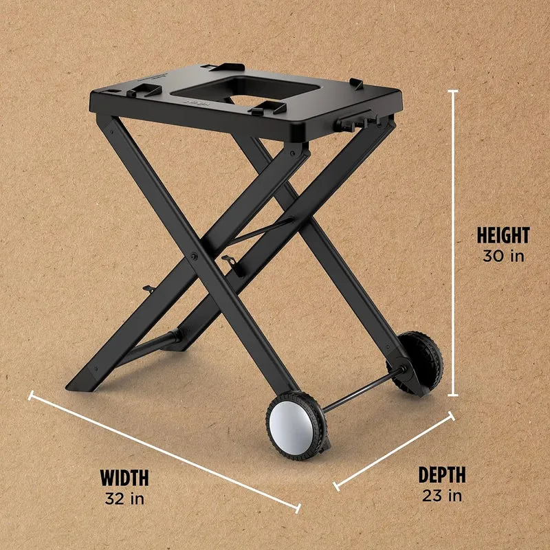 Ninja STAND Woodfire Collapsible Outdoor Grill Stand, Compatible with Ninja Woodfire Grills (OG700 Series), Foldable, Side Utensil Holder, Weather-Resistant, Black