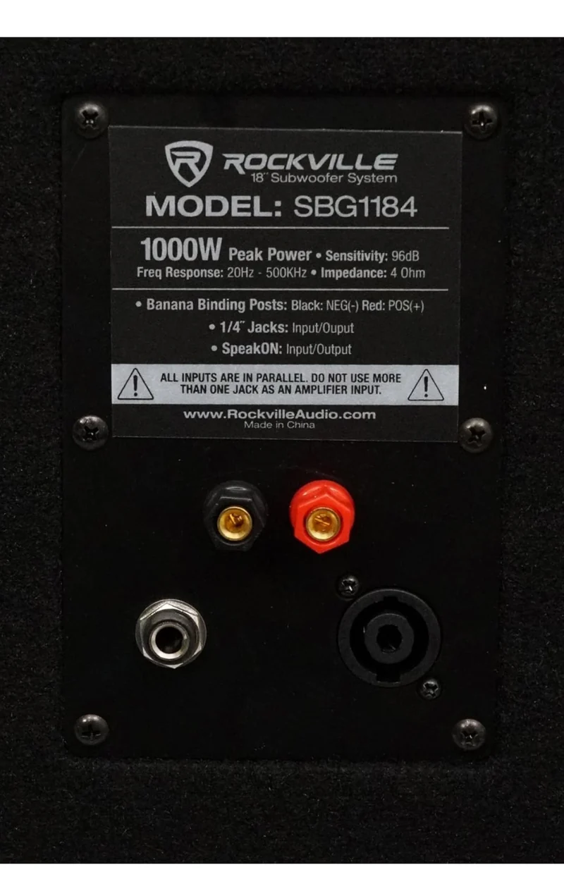 Rockville SBG1184 18" 1000 Watt Passive 4-Ohm Pro DJ Subwoofer, MDF/Pole Mount