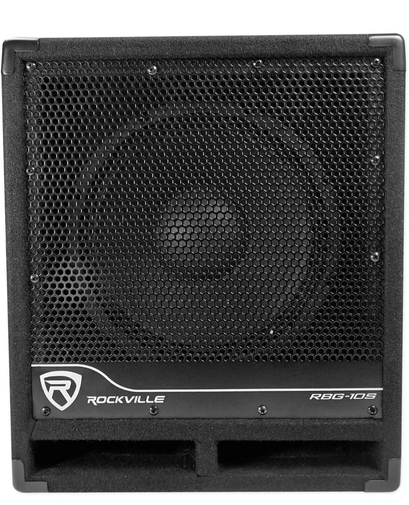 Rockville RBG10S Powered PA Subwoofer, Compact, 10", 1200W, Deep Bass, Variable Crossover, Built-in Limiter, Pole Mount, Perfect for DJ, House Parties