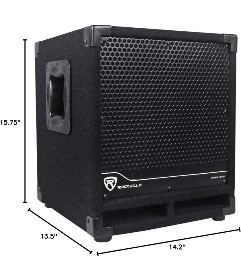 Rockville RBG10S Powered PA Subwoofer, Compact, 10", 1200W, Deep Bass, Variable Crossover, Built-in Limiter, Pole Mount, Perfect for DJ, House Parties
