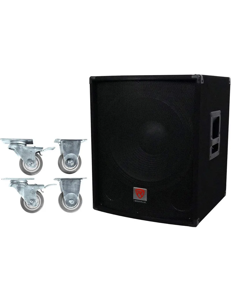 Rockville SBG1184 18" 1000 Watt Passive 4-Ohm Pro DJ Subwoofer + Steel Casters