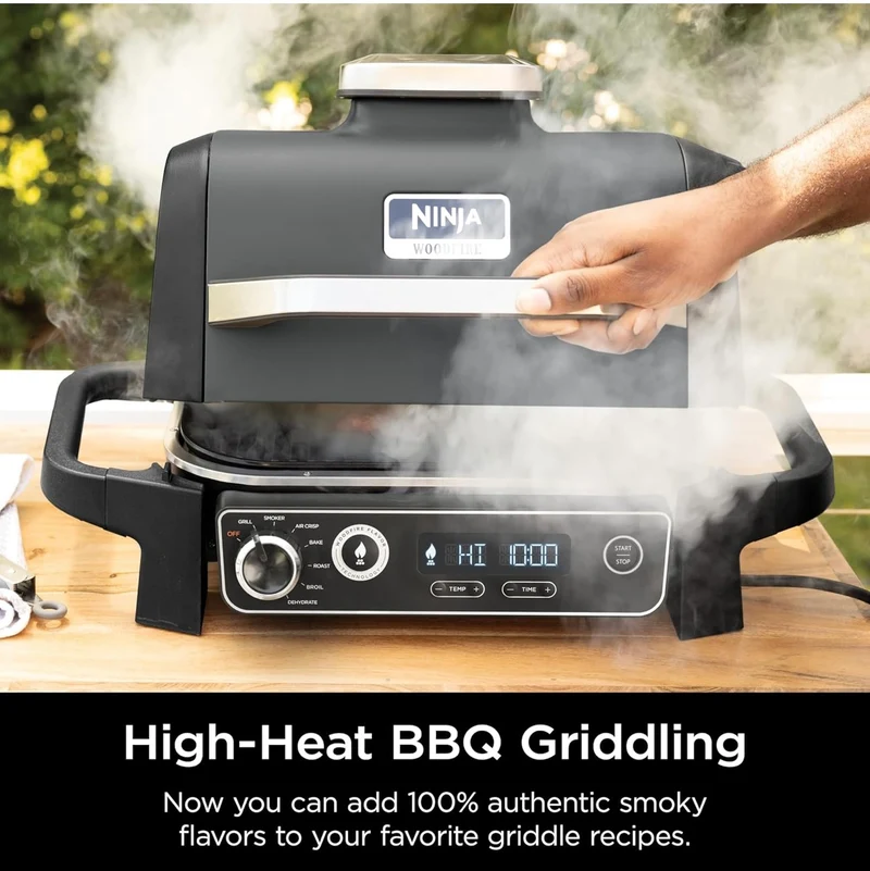 Ninja PLT Woodfire, Outdoor Flat Top Griddle Plate, Compatible with Ninja Woodfire Grills (OG700 series), Ceramic Coating, Insert, Black/Grey