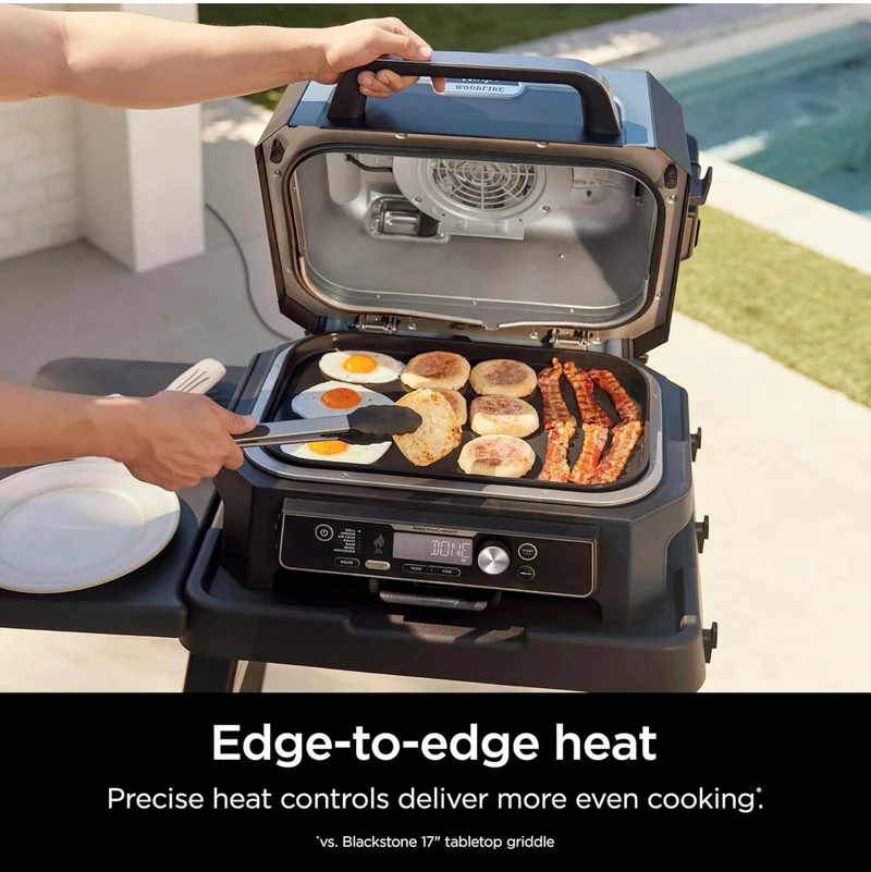 Ninja XL Woodfire Premium Griddle Plate, Compatible with OG800 and OG900 Series, Direct, Edge-to-Edge Heat, Ceramic, Nonstick, Precise Heat Control, 17.87'' x 12.35'', Black