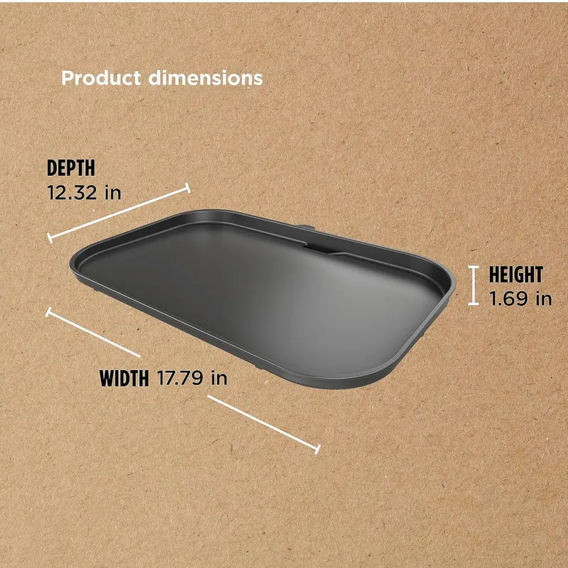Ninja XL Woodfire Premium Griddle Plate, Compatible with OG800 and OG900 Series, Direct, Edge-to-Edge Heat, Ceramic, Nonstick, Precise Heat Control, 17.87'' x 12.35'', Black
