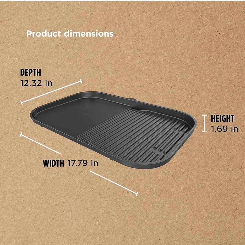 Ninja XL Woodfire Grill & Griddle Plate, Compatible with OG800 and OG900 Series, 2-in-1 Grill and Griddle Functionality, Ceramic, Nonstick Coating, Black