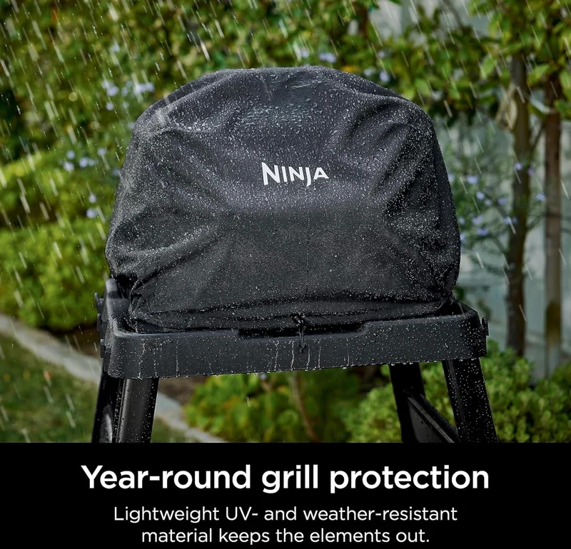 Ninja COVERXL Woodfire Premium Grill Cover Pro, Compatible with OG800 and OG900 Series, UV & Water Resistant, Elastic Drawstring for Snug Fit, Lightweight, Year-Round Protection, 13'' x 24'', Black