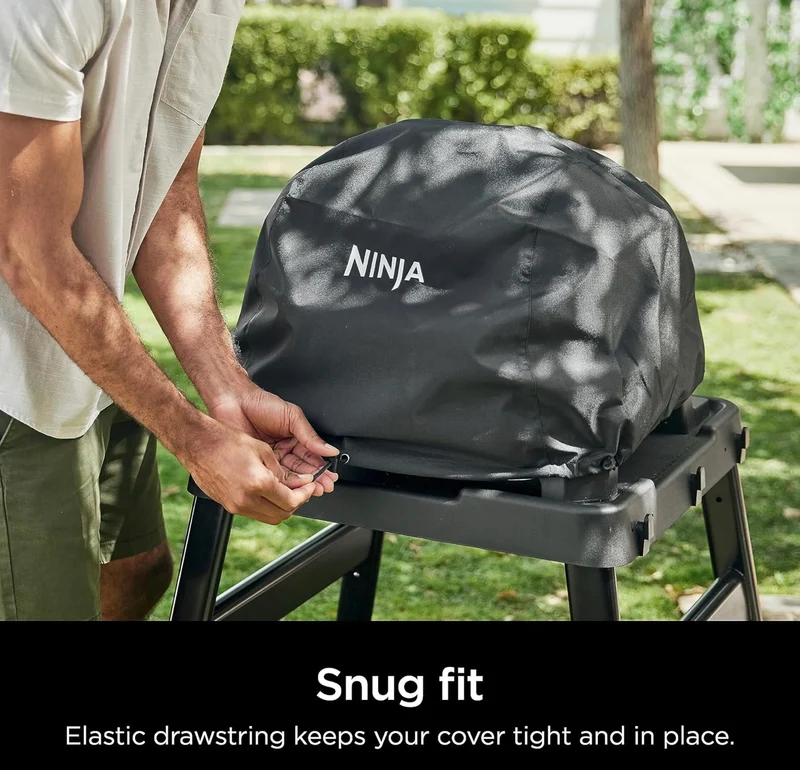 Ninja COVERXL Woodfire Premium Grill Cover Pro, Compatible with OG800 and OG900 Series, UV & Water Resistant, Elastic Drawstring for Snug Fit, Lightweight, Year-Round Protection, 13'' x 24'', Black