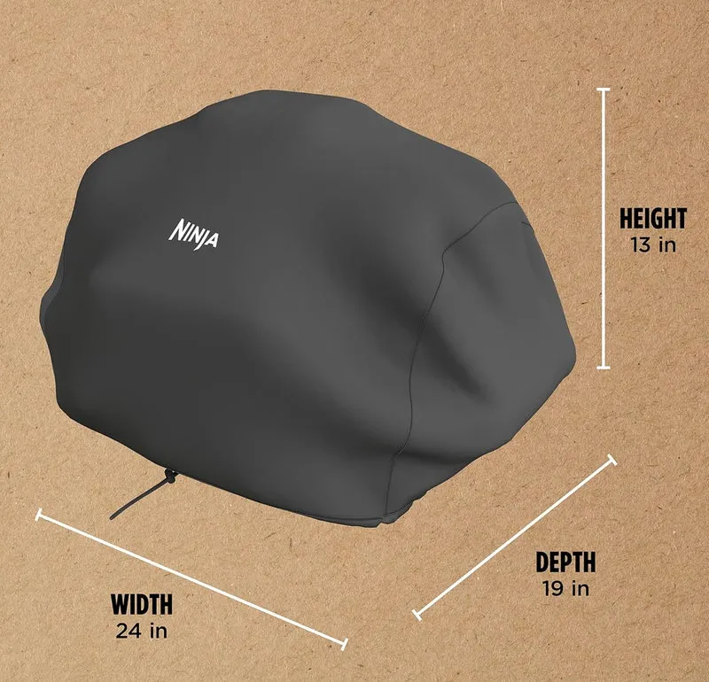 Ninja CoverPremium Outdoor Cover, Compatible Woodfire Grills (OG700 Series), Water-Resistant, Anti-Fade Fabric, Lightweight, Black, 19'' x 24'' x 13'