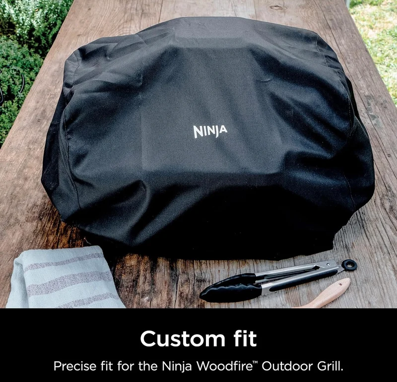 Ninja CoverPremium Outdoor Cover, Compatible Woodfire Grills (OG700 Series), Water-Resistant, Anti-Fade Fabric, Lightweight, Black, 19'' x 24'' x 13'