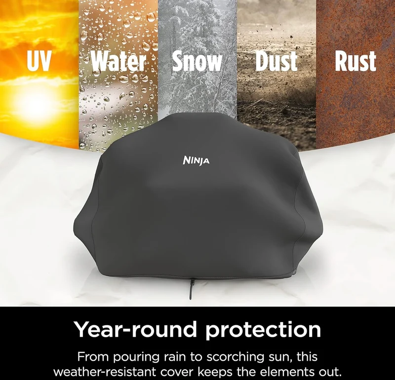 Ninja CoverPremium Outdoor Cover, Compatible Woodfire Grills (OG700 Series), Water-Resistant, Anti-Fade Fabric, Lightweight, Black, 19'' x 24'' x 13'