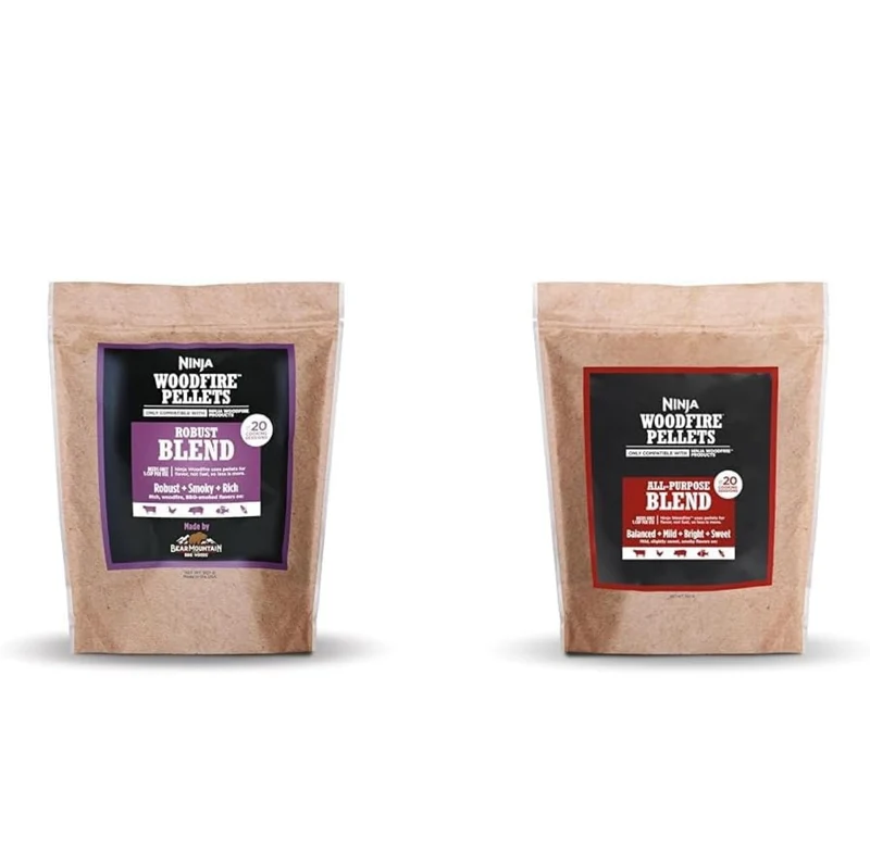 Ninja Woodfire Grill Pellets Robust Hickory Cherry Maple Oak Blend & All Purpose Cherry Maple Oak Blend 2-lb Bags, Only Compatible with Ninja OG700 Grills