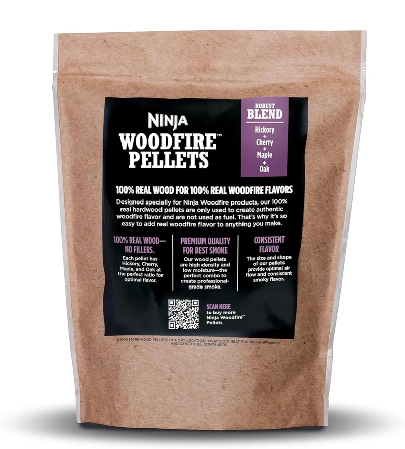 Ninja Woodfire Grill Pellets Robust Hickory Cherry Maple Oak Blend & All Purpose Cherry Maple Oak Blend 2-lb Bags, Only Compatible with Ninja OG700 Grills