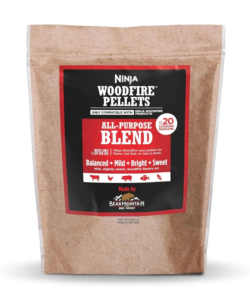 Ninja Woodfire Grill Pellets Robust Hickory Cherry Maple Oak Blend & All Purpose Cherry Maple Oak Blend 2-lb Bags, Only Compatible with Ninja OG700 Grills