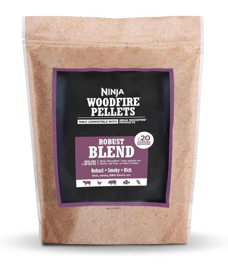 Ninja Wood fire Pellets, Robust Blend 2-lb Bag, Up to 20 Cooking Sessions, 100% Real Wood Pellets, Only Compatible with Ninja Woodfire Grills & Ovens - Robust Blend