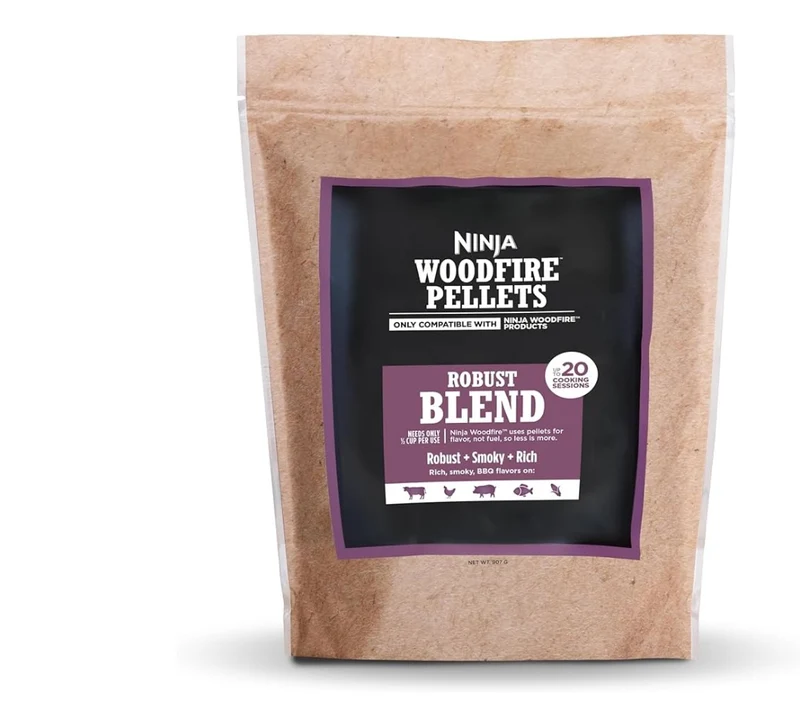 Ninja Wood fire Pellets, Robust Blend 2-lb Bag, Up to 20 Cooking Sessions, 100% Real Wood Pellets, Only Compatible with Ninja Woodfire Grills & Ovens - Robust Blend
