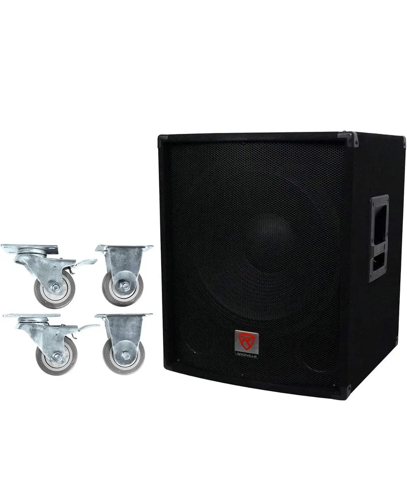 Rockville SBG1184 18" 1000 Watt Passive 4-Ohm Pro DJ Subwoofer + Steel Casters
