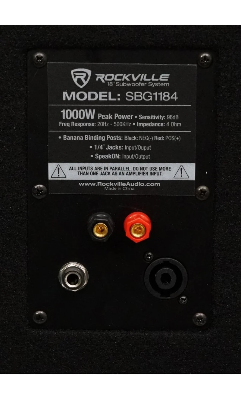 Rockville SBG1184 18" 1000 Watt Passive 4-Ohm Pro DJ Subwoofer + Steel Casters