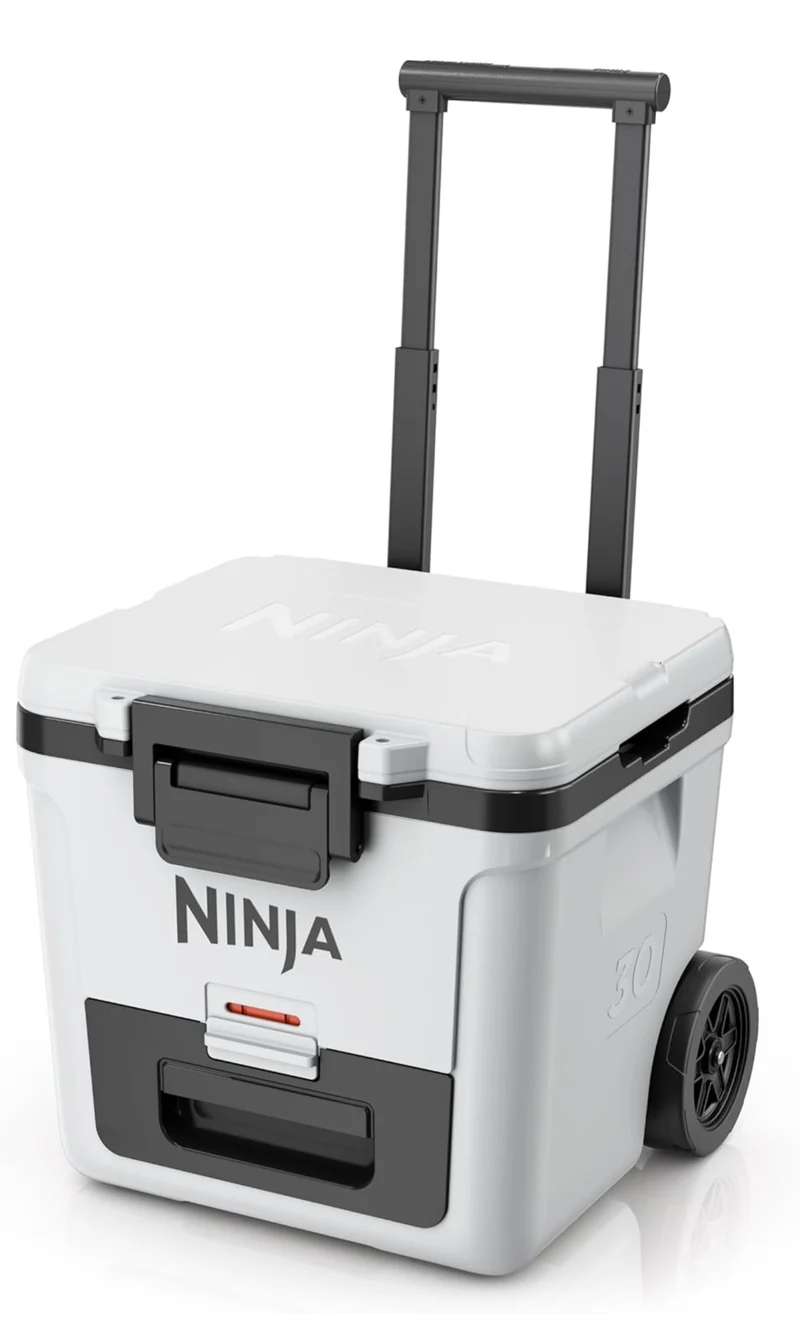 Ninja Cooler FrostVault 30QT Cooler with Wheels Insulated with Temp Dry Storage Drawer Keeps Ice Cold for Days- Cloud White