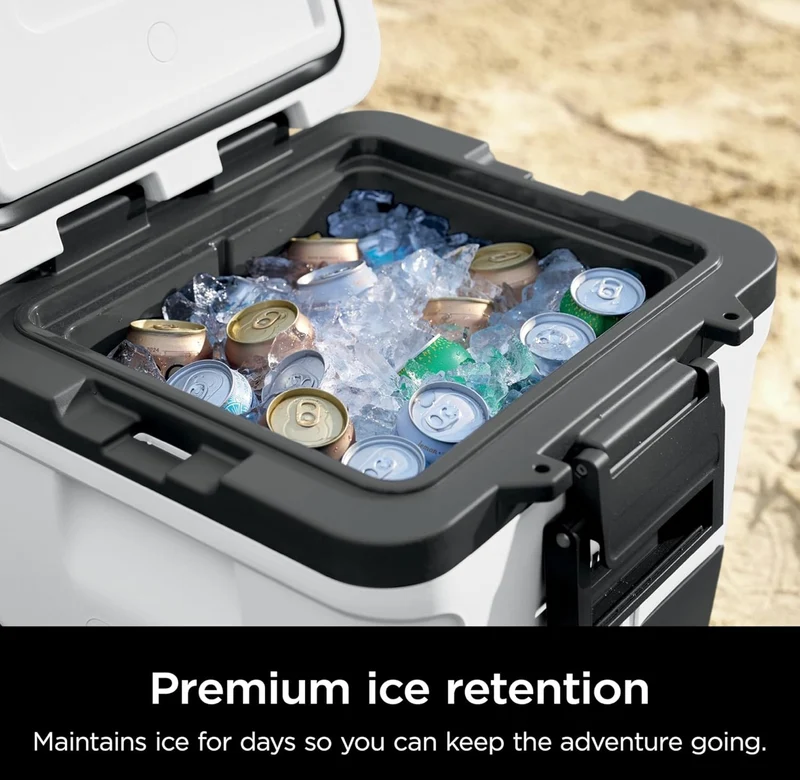 Ninja Cooler FrostVault 30QT Cooler with Wheels Insulated with Temp Dry Storage Drawer Keeps Ice Cold for Days- Cloud White