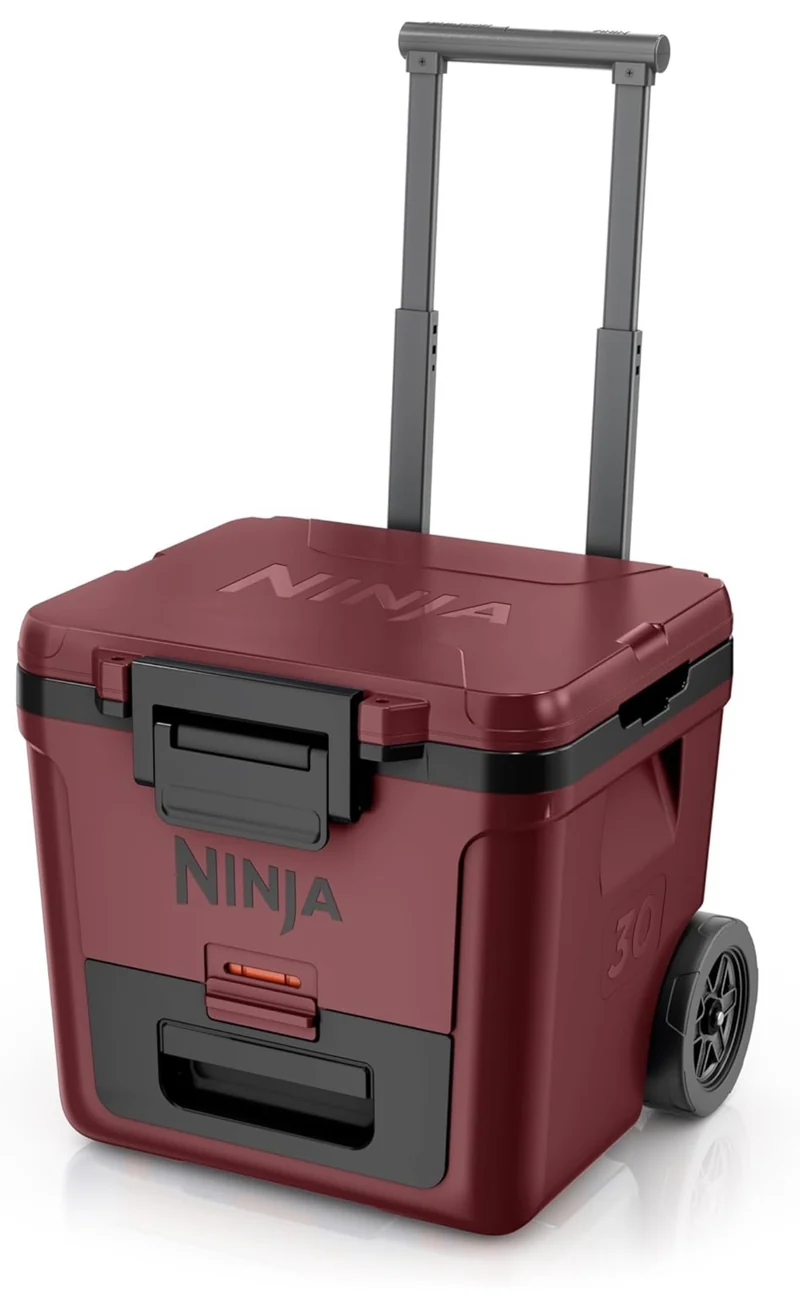 Ninja Cooler FrostVault 30QT Cooler with Wheels Insulated with Temp Dry Storage Drawer Keeps Ice Cold for Days- Canyon Red
