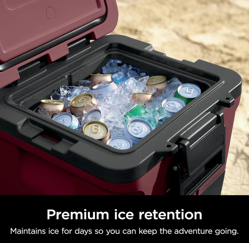 Ninja Cooler FrostVault 30QT Cooler with Wheels Insulated with Temp Dry Storage Drawer Keeps Ice Cold for Days- Canyon Red