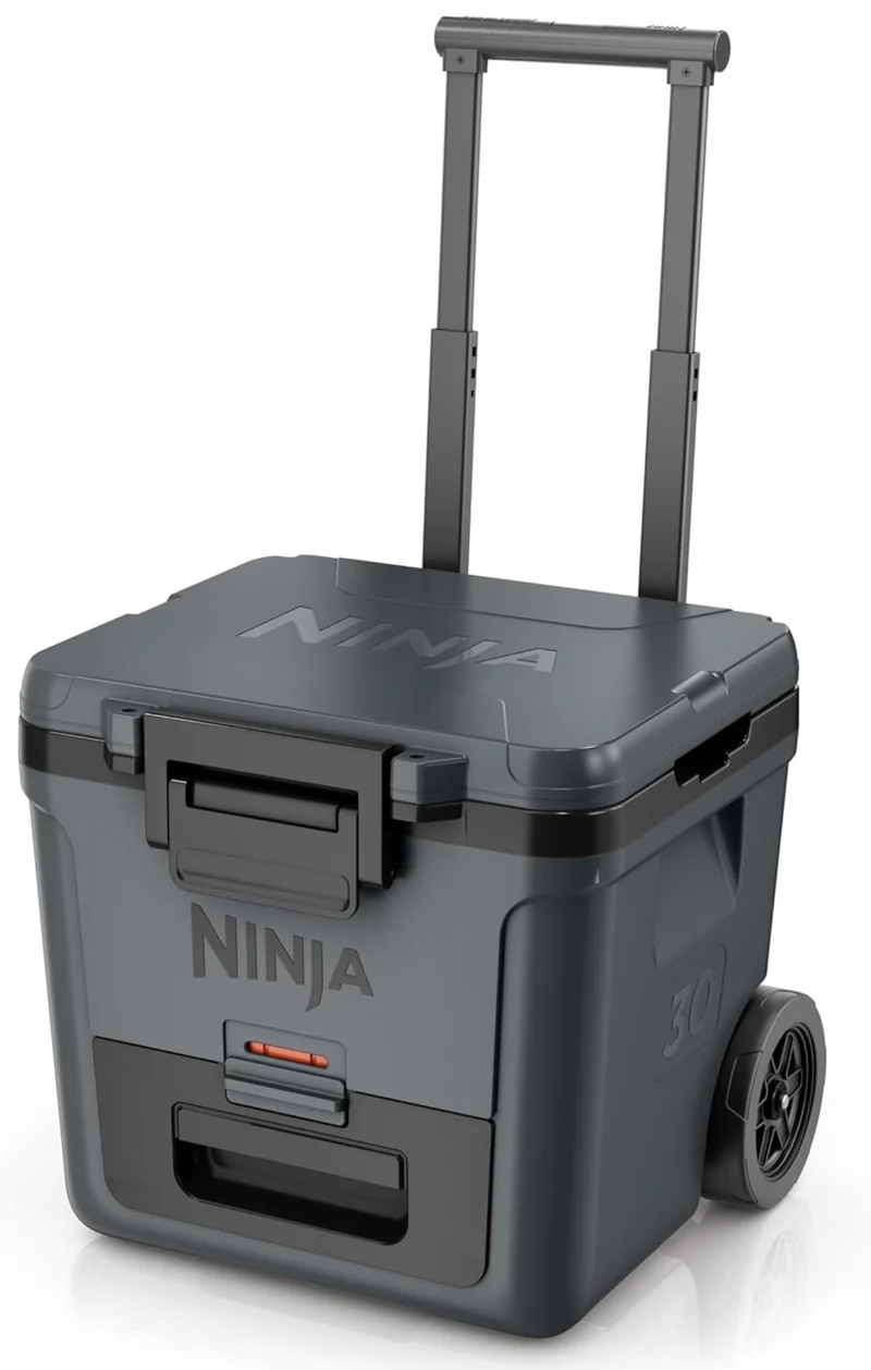 Ninja Cooler FrostVault 30QT Cooler with Wheels Insulated with Temp Dry Storage Drawer Keeps Ice Cold for Days- Charcoal Grey