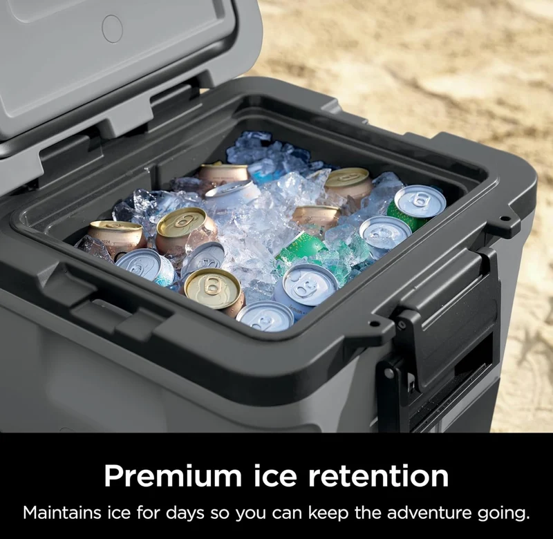 Ninja Cooler FrostVault 30QT Cooler with Wheels Insulated with Temp Dry Storage Drawer Keeps Ice Cold for Days- Charcoal Grey