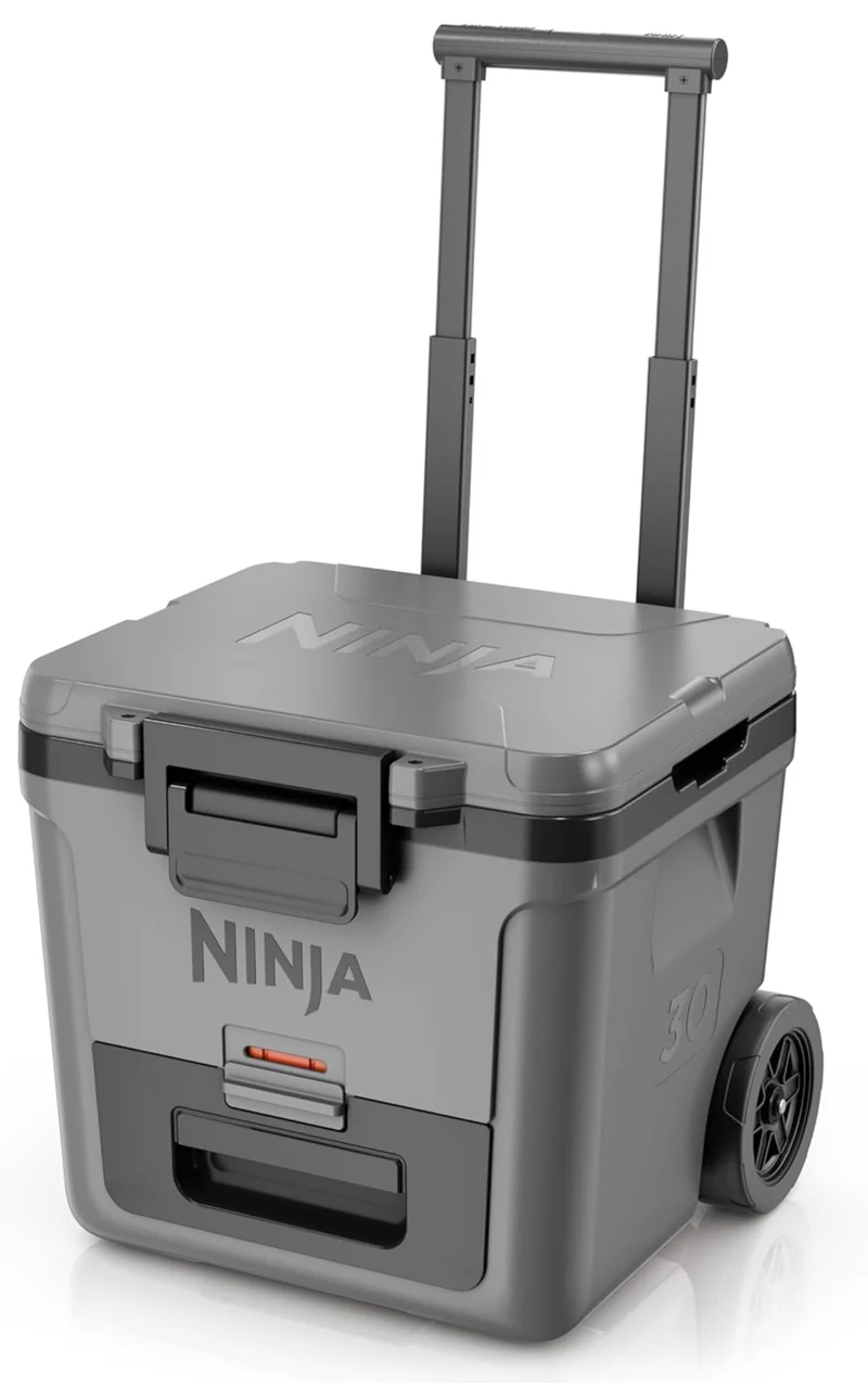 Ninja Cooler FrostVault 30QT Cooler with Wheels Insulated with Temp Dry Storage Drawer Keeps Ice Cold for Days- State Gray