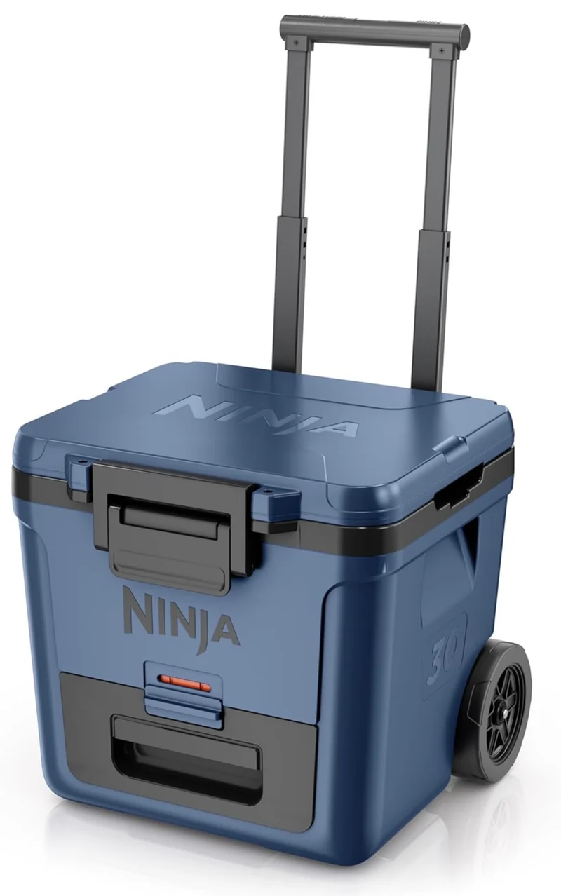 Ninja Cooler FrostVault 30QT Cooler with Wheels Insulated with Temp Dry Storage Drawer Keeps Ice Cold for Days- Lakeshore Blue