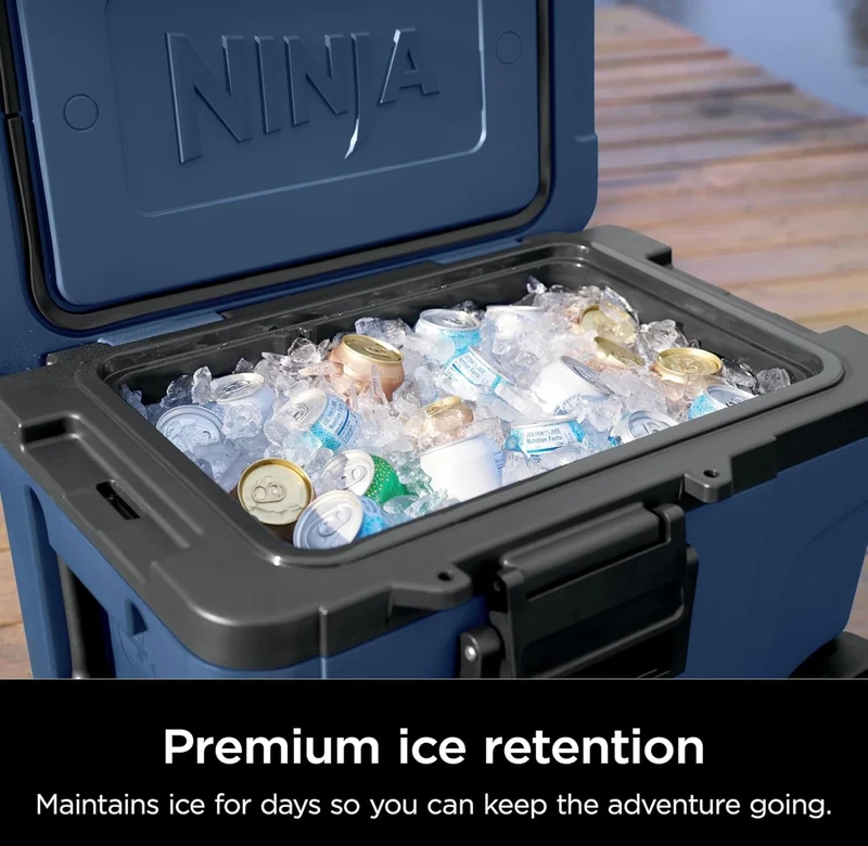 Ninja Cooler FrostVault 45QT Cooler with Wheels Insulated with Temp Dry Storage Drawer Keeps Ice Cold for Days - Lakeshore Blue (FB245BL)
